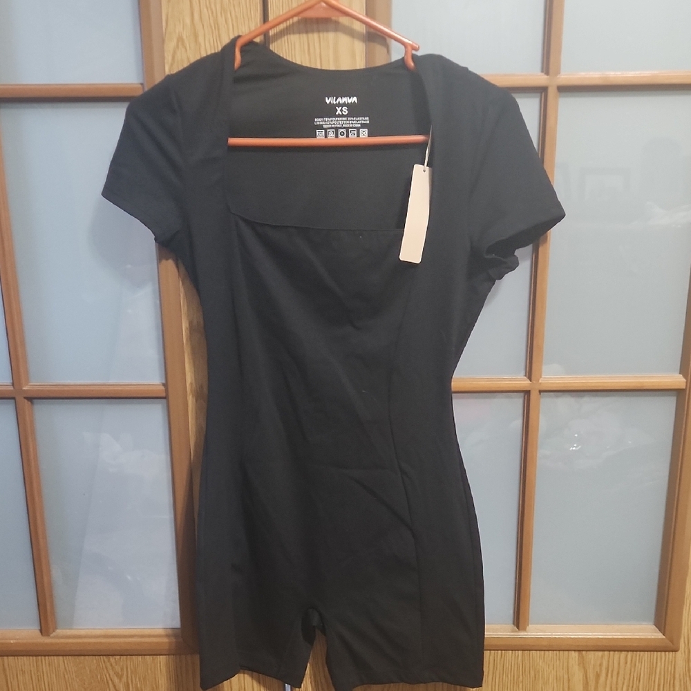 Vilanva Black Short Sleeve Body Suit Xs Nwt